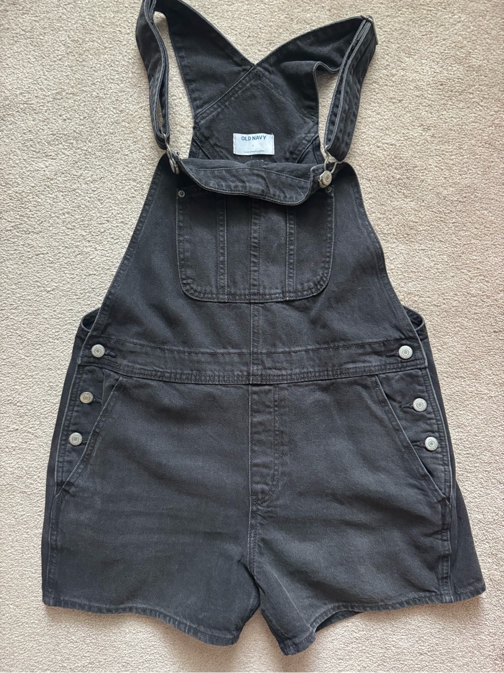 Old Navy Black Denim Short Overalls